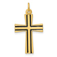 Gold Plated Polished Enameled Cross Charm Pendant in Real 925 Sterling Silver