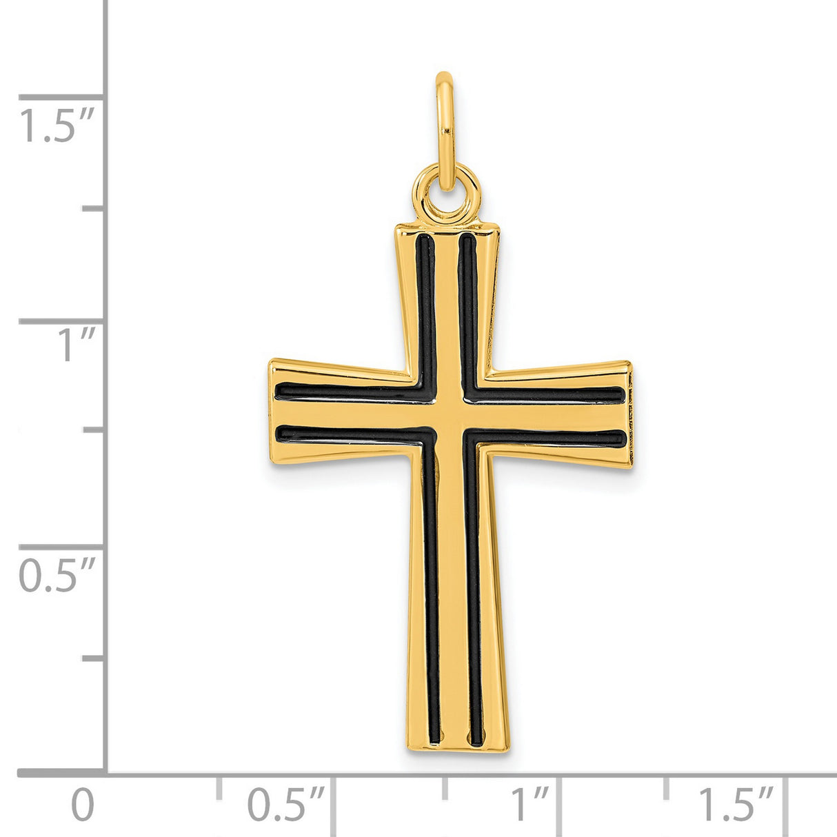 Gold Plated Polished Enameled Cross Charm Pendant in Real 925 Sterling Silver