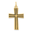 Gold Plated Polished Enameled Cross Charm Pendant in Real 925 Sterling Silver