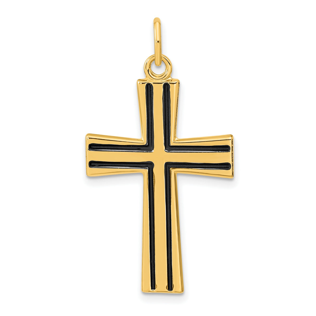 Gold Plated Polished Enameled Cross Charm Pendant in Real 925 Sterling Silver