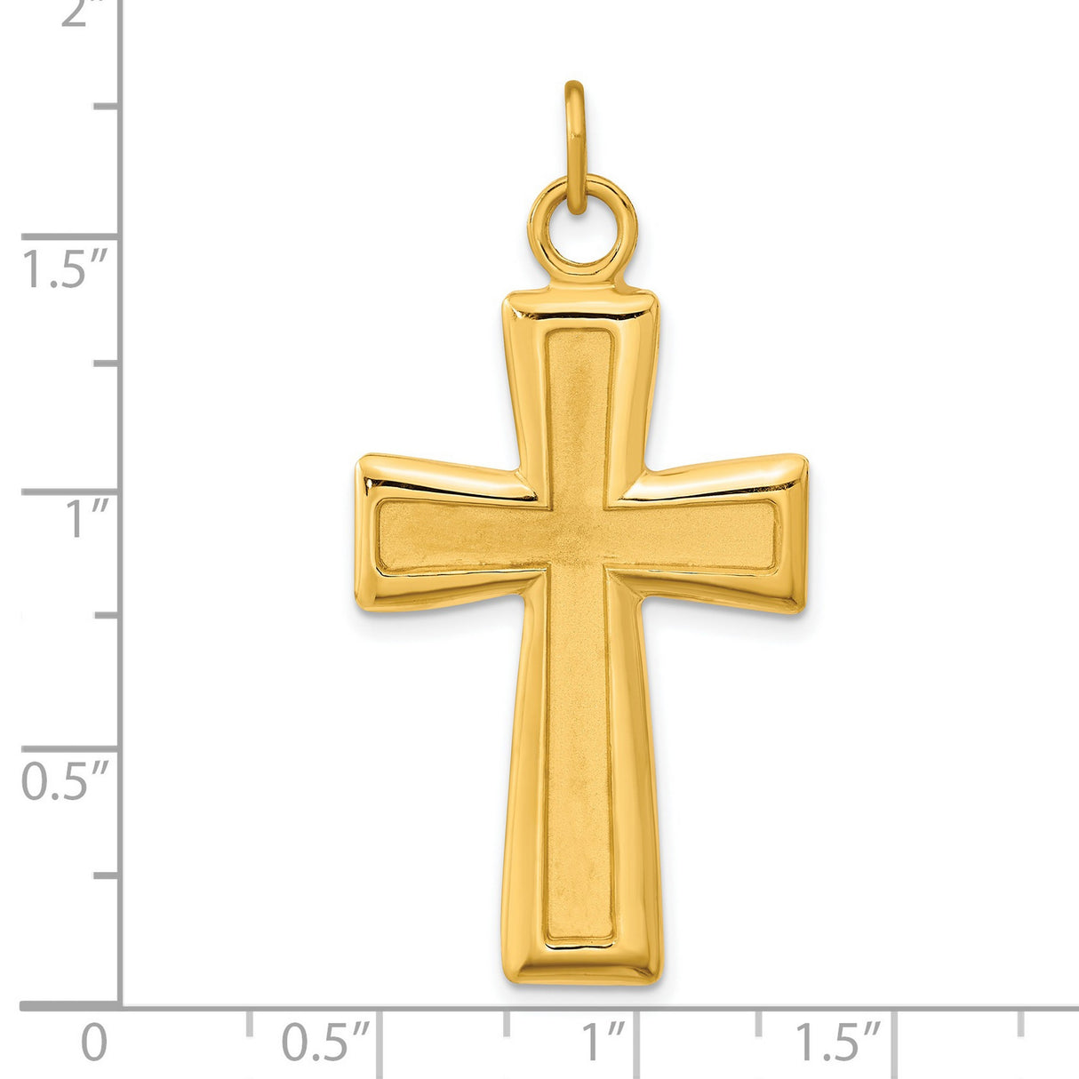 Gold Plated Polished and Satin Cross Charm Pendant in Real 925 Sterling Silver