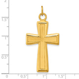 Gold Plated Polished and Satin Cross Charm Pendant in Real 925 Sterling Silver