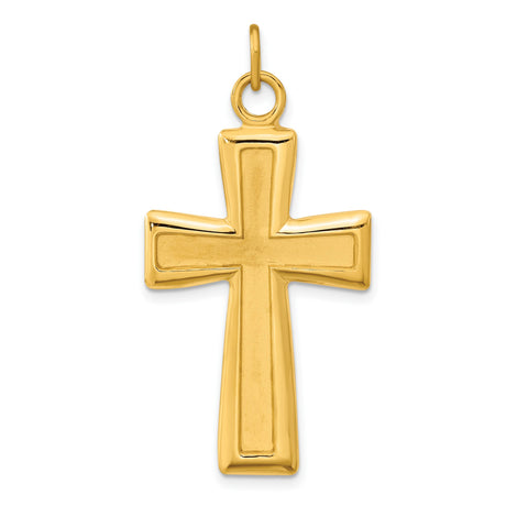 Gold Plated Polished and Satin Cross Charm Pendant in Real 925 Sterling Silver