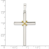 Sterling Silver Cross Pendant with Twisted Rope Detail and Gold Accent, Modern Spiritual Jewelry