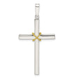 Sterling Silver Cross Pendant with Twisted Rope Detail and Gold Accent, Modern Spiritual Jewelry