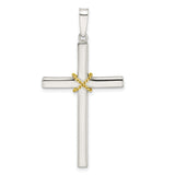 Sterling Silver Cross Pendant with Twisted Rope Detail and Gold Accent, Modern Spiritual Jewelry