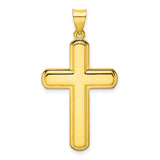 Sterling Silver Cross Pendant with Smooth Surface and Beveled Edge, Modern Spiritual Style