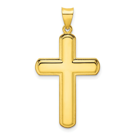 Sterling Silver Cross Pendant with Smooth Surface and Beveled Edge, Modern Spiritual Style