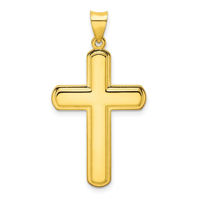 Sterling Silver Cross Pendant with Smooth Surface and Beveled Edge, Modern Spiritual Style