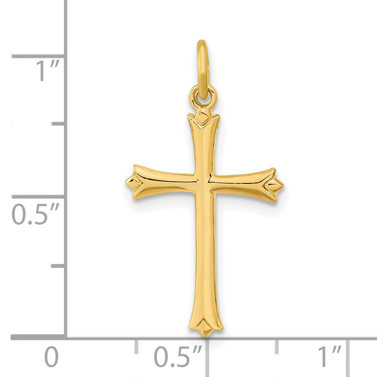 Sterling Silver Cross Pendant with Fleur-de-Lis Design and Polished Mirror Finish