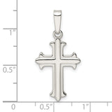 Sterling Silver Fleur de Lis Cross Pendant with High Polish Finish for Men and Women