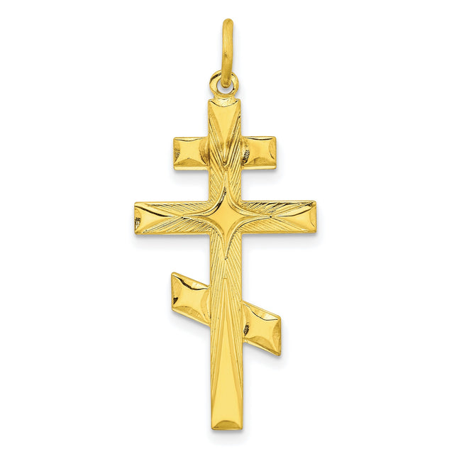 Sterling Silver Cross Pendant with Classic Orthodox Three-Bar Design and Polished Finish
