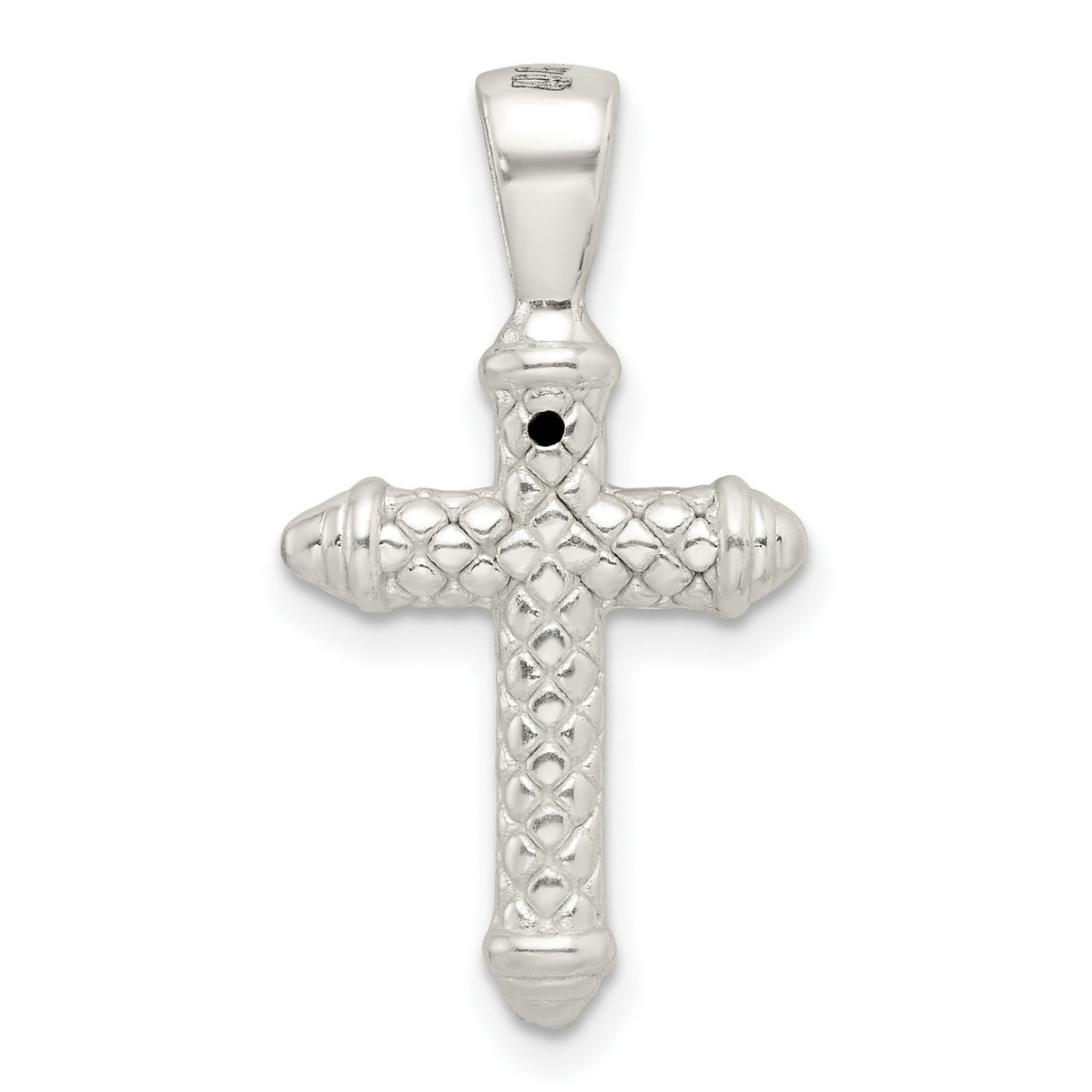 Sterling Silver Cross Pendant Necklace, Textured Diamond Cut Faith Design for Men and Women
