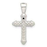 Sterling Silver Cross Pendant Necklace, Textured Diamond Cut Faith Design for Men and Women