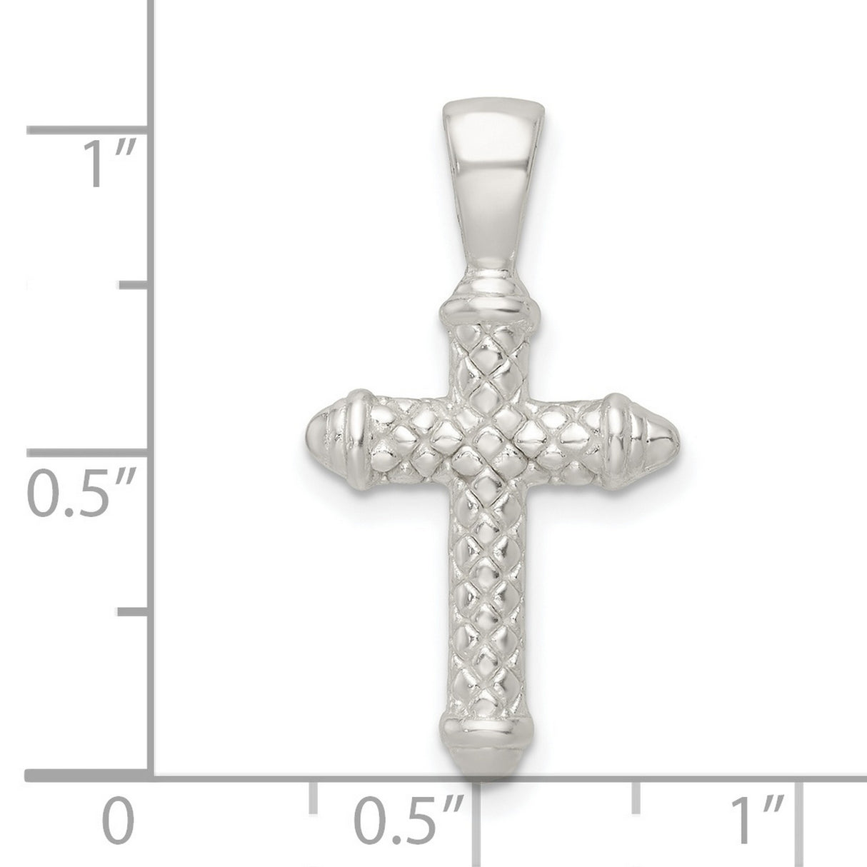 Sterling Silver Cross Pendant Necklace, Textured Diamond Cut Faith Design for Men and Women