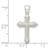 Sterling Silver Cross Pendant Necklace, Textured Diamond Cut Faith Design for Men and Women