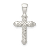 Sterling Silver Cross Pendant Necklace, Textured Diamond Cut Faith Design for Men and Women