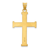Sterling Silver Cross Pendant with Textured Brushed Finish and Beveled Edges