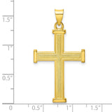 Sterling Silver Cross Pendant with Textured Brushed Finish and Beveled Edges