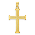 Sterling Silver Cross Pendant with Textured Brushed Finish and Beveled Edges