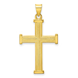 Sterling Silver Cross Pendant with Textured Brushed Finish and Beveled Edges