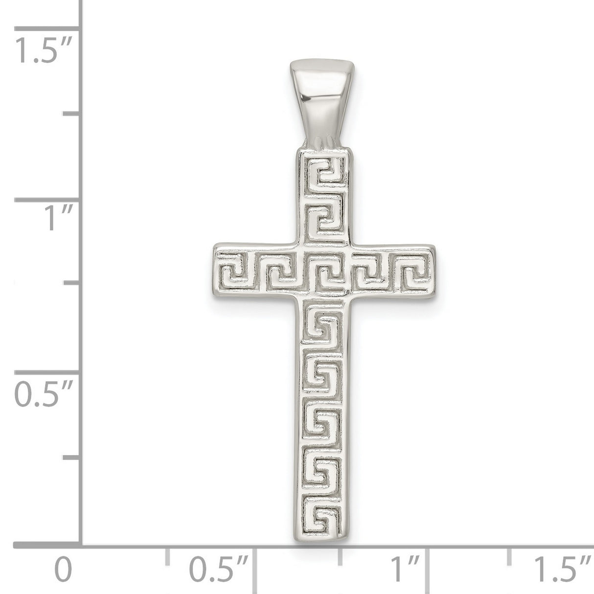 Sterling Silver Cross Pendant with Greek Key and Hollow Latin Design for Men and Women