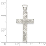 Sterling Silver Cross Pendant with Greek Key and Hollow Latin Design for Men and Women