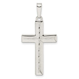 Diamond-Cut Latin Cross Charm Pendant in Real 925 Sterling Silver