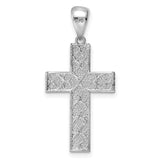 Sterling Silver Cross Pendant with Textured Diamond Cut Finish, Modern Religious Design