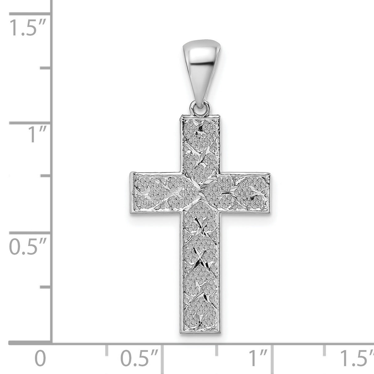 Sterling Silver Cross Pendant with Textured Diamond Cut Finish, Modern Religious Design