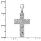 Sterling Silver Cross Pendant with Textured Diamond Cut Finish, Modern Religious Design