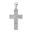 Sterling Silver Cross Pendant with Textured Diamond Cut Finish, Modern Religious Design