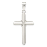 Sterling Silver Cross Pendant with Tube and Rope Detail, Modern Minimalist Religious Design