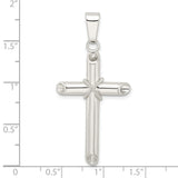 Sterling Silver Cross Pendant with Tube and Rope Detail, Modern Minimalist Religious Design