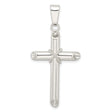 Sterling Silver Cross Pendant with Tube and Rope Detail, Modern Minimalist Religious Design