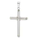 Sterling Silver Cross Pendant with Twisted Tube Center, Modern Unisex Faith Jewelry