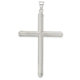 Sterling Silver Cross Pendant with Polished and Textured Finish, Sleek Modern Unisex Design