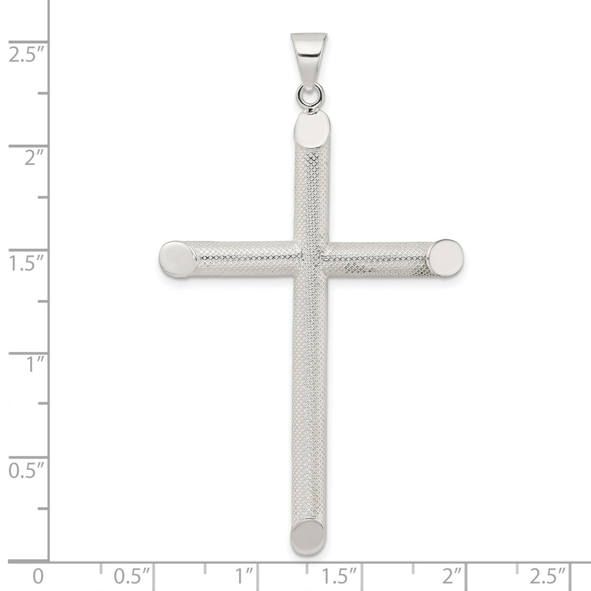 Sterling Silver Cross Pendant with Polished and Textured Finish, Sleek Modern Unisex Design