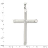 Sterling Silver Cross Pendant with Polished and Textured Finish, Sleek Modern Unisex Design