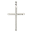 Sterling Silver Cross Pendant with Polished and Textured Finish, Sleek Modern Unisex Design