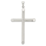 Sterling Silver Cross Pendant with Polished and Textured Finish, Sleek Modern Unisex Design