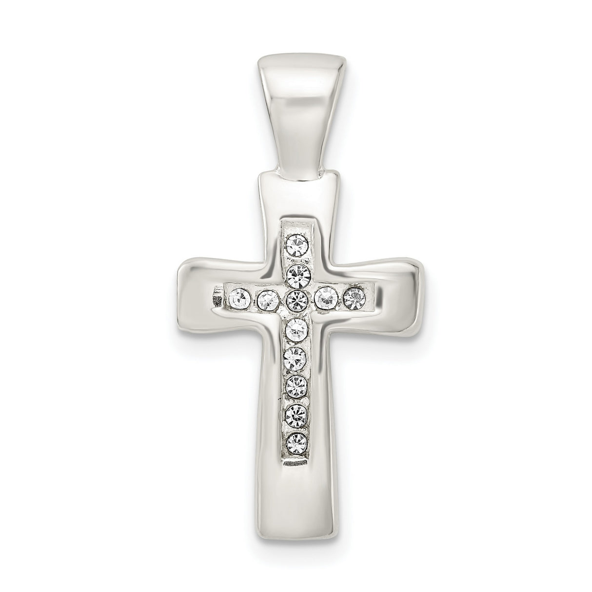 Sterling Silver Cross Pendant with Crystals, Modern Faith Symbol for Men and Women