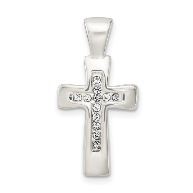 Sterling Silver Cross Pendant with Crystals, Modern Faith Symbol for Men and Women