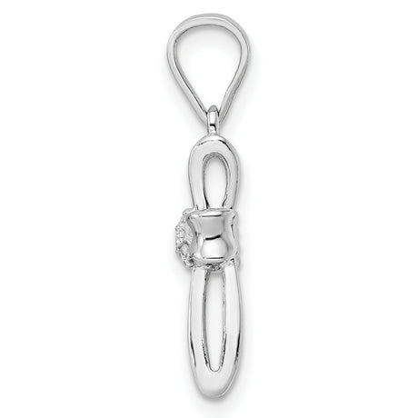 Sterling Silver Cross Pendant with Cubic Zirconia Accents, Sleek Modern Faith Jewelry