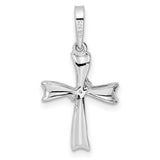 Sterling Silver Cross Pendant with Cubic Zirconia Accents, Sleek Modern Faith Jewelry