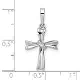 Sterling Silver Cross Pendant with Cubic Zirconia Accents, Sleek Modern Faith Jewelry