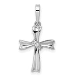 Sterling Silver Cross Pendant with Cubic Zirconia Accents, Sleek Modern Faith Jewelry