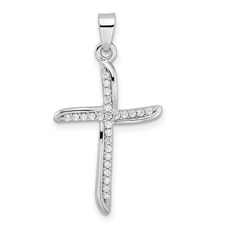Sterling Silver Cross Pendant with Cubic Zirconia, Modern Spiritual Design, Unisex Jewelry