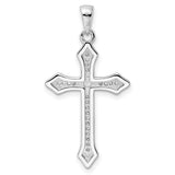Sterling Silver Cross Pendant with Cubic Zirconia, High Polish Modern Design for Men and Women