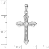 Sterling Silver Cross Pendant with Cubic Zirconia, High Polish Modern Design for Men and Women
